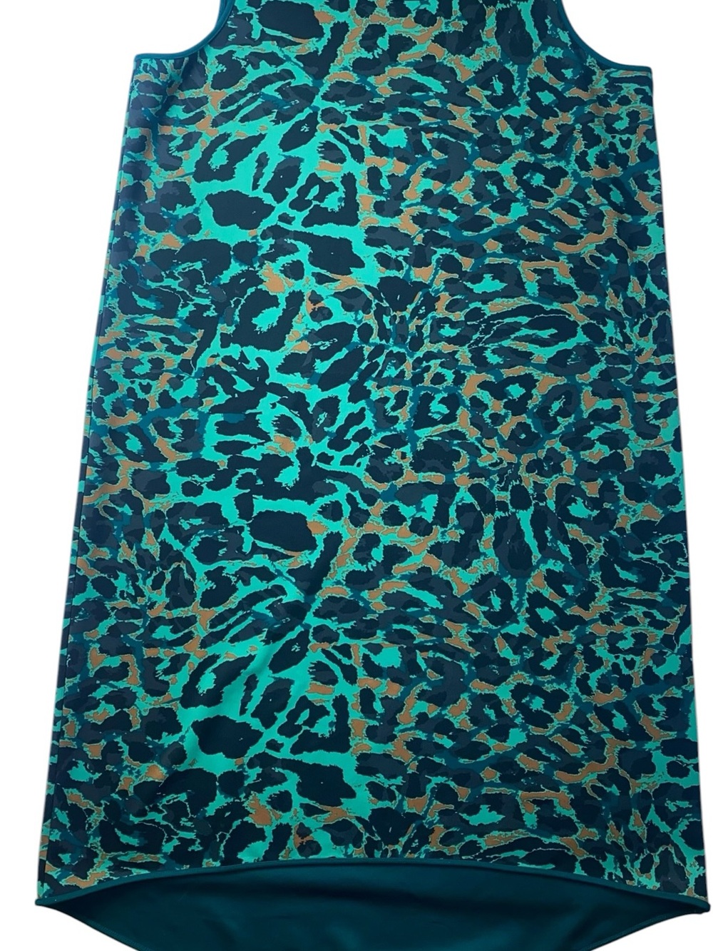 Chico’s 3 Teal Green Leopard Camo Tank Scoop Neck Dress Summer cool Size 16 - Picture 3 of 7